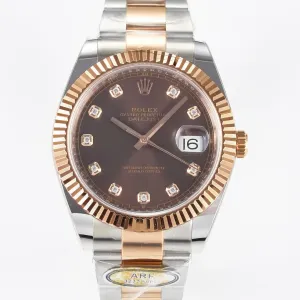 DateJust 41 126331 ARF 1:1 Best Edition 904L Steel Brown Diamonds Dial on SS/RG Oyster Bracelet SH3235（Gain Weight）