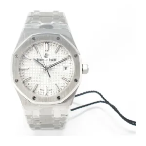 Royal Oak 34mm SS ZF 1:1 Best Edition White Textured Dial on SS Bracelet A5800